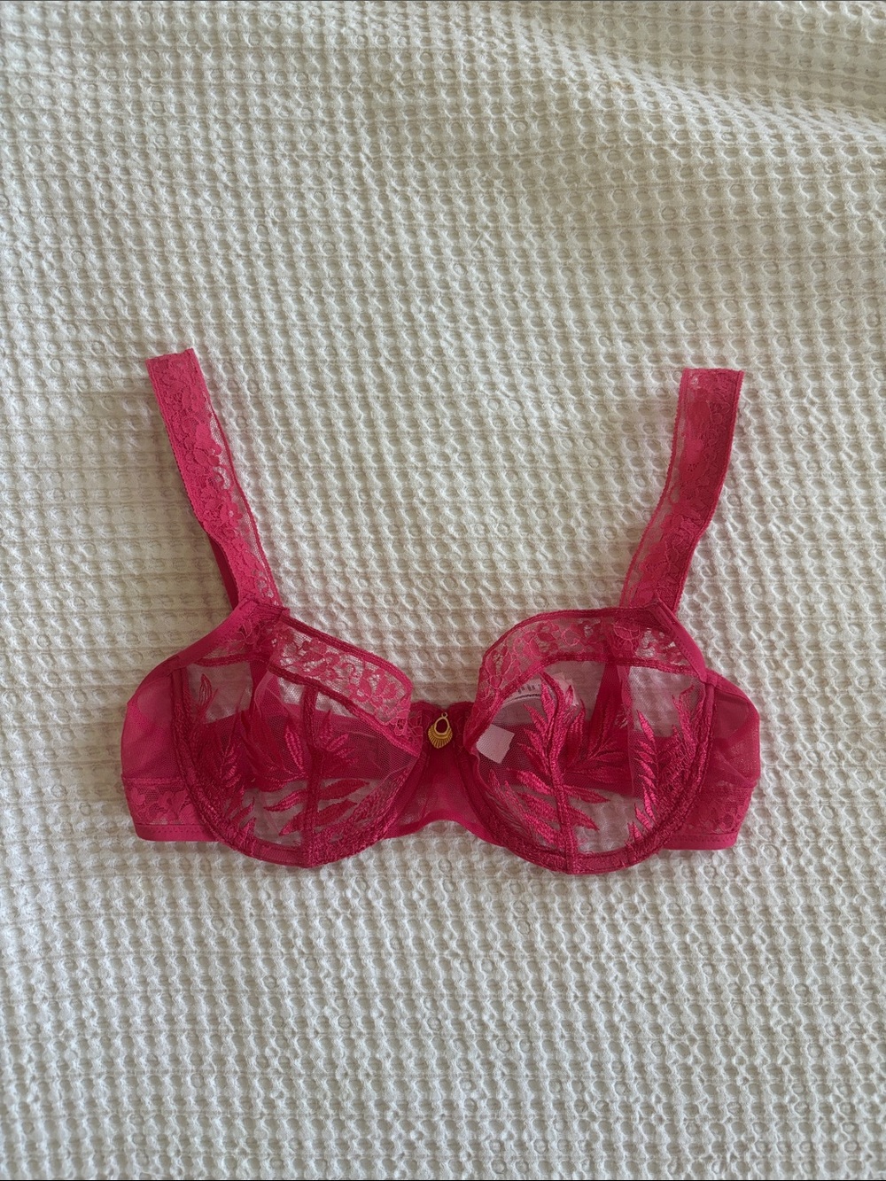 Aubade Paris pink embroidered lace bra 32D